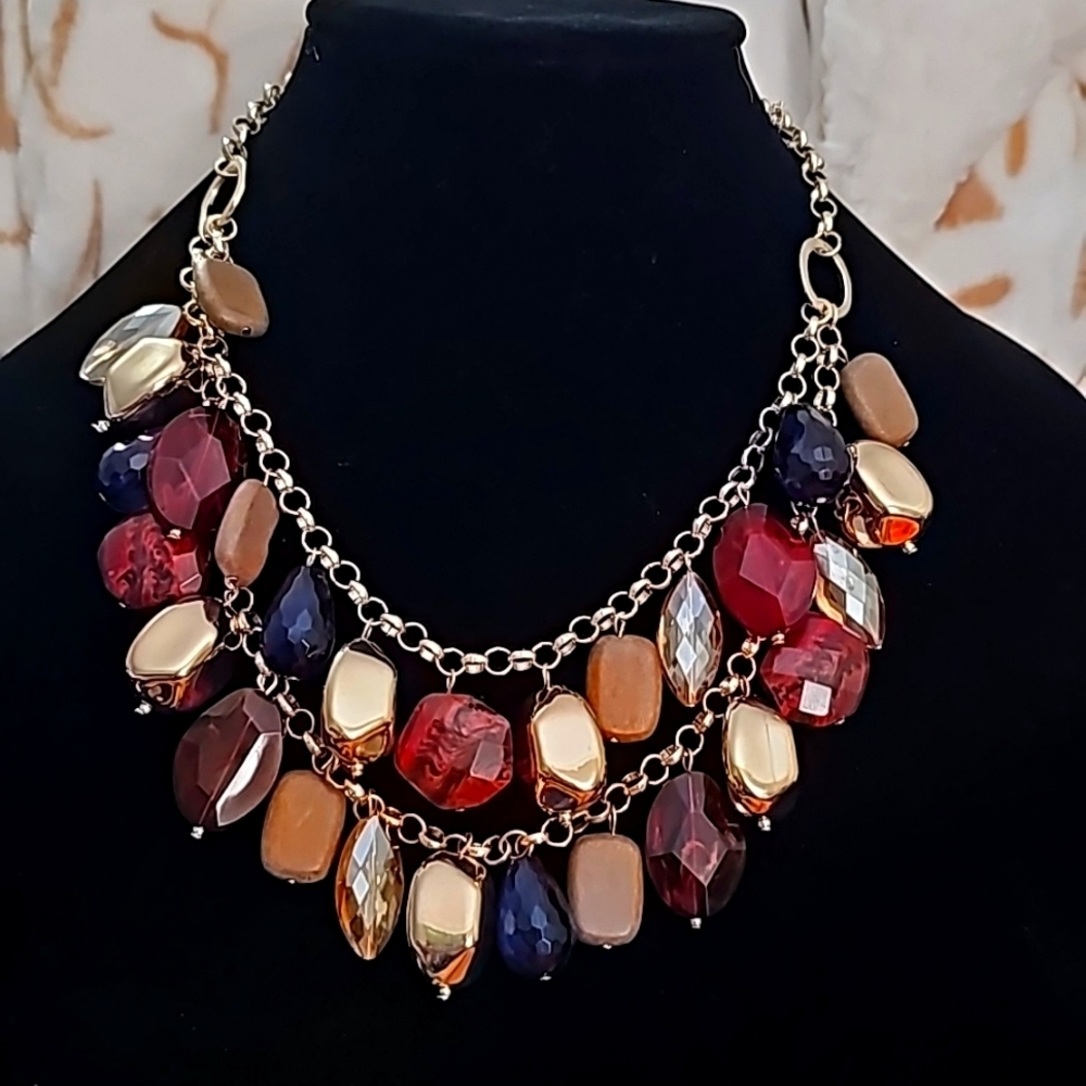 NWT SAKS FITH AVENUE Goldtone And Jewl Necklace - Picture 8 of 8